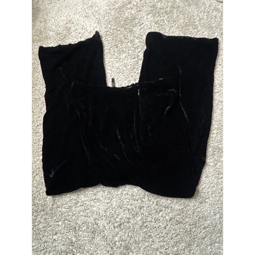 Laura Ashley Black Silk Blend Velvet Wide Leg Pants Trousers Womens 10 Side Zip